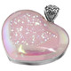 925 Silver Heart Iridescent Pink Opal Titanium Druzy Sterling Pendant, 1 7/8"