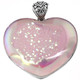 925 Silver Heart Iridescent Pink Opal Titanium Druzy Sterling Pendant, 1 7/8"