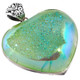 925 Silver Heart Green Si-Opal Titanium Druzy Agate Sterling Pendant, 1 7/8"