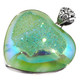 925 Silver Heart Green Si-Opal Titanium Druzy Agate Sterling Pendant, 1 7/8"