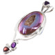 925 Silver Titanium Spanish Rose Agate Druzy Drusy Amethyst Pendant, 2 7/8"