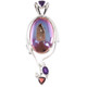 925 Silver Titanium Spanish Rose Agate Druzy Drusy Amethyst Pendant, 2 7/8"