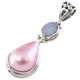 925 Silver Teardrop Pink Mabe Pearl Genuine Opal Gemstone Pendant, 1 3/4"