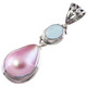 925 Silver Teardrop Pink Mabe Pearl Genuine Opal Gemstone Pendant, 1 3/4"