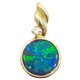 Gold Magnificent Fiery Natural Australian Opal Diamond 14K Gold Pendant, 3/4"
