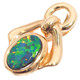 Gold Oval Fiery Natural Australian Opal 14K Gold Setting Pendant, 1/2"