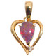 Gold Heart Fiery Natural Australian Opal Triplet 14K Gold Pendant, 3/4"