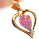 Gold Heart Fiery Natural Australian Opal Triplet 14K Gold Pendant, 3/4"