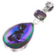 925 Silver Peacock Purple Green Titanium Druzy Drusy Mystic Topaz Pendant,1 7/8"