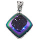 925 Silver Peacock Purple Green Titanium Druzy Drusy Sterling Pendant, 1 1/4"