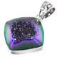 925 Silver Peacock Purple Green Titanium Druzy Drusy Sterling Pendant, 1 1/4"