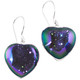 925 Silver Heart Peacock Purple Green Titanium Agate Druzy Earrings, 7/8"