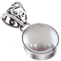 925 Silver Dainty White Freshwater Coin Pearl Sterling Pendant, 1"