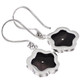 925 Silver Black Mother Of Pearl Shell Flower Hand Carving Earrings, 1/2"