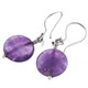 925 Silver Round 12mm Amethyst Disc Sterling Drop Earrings, 1/2"