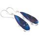 925 Silver Cobalt Blue Titanium Druzy Agate Teardrop Sterling Earrings, 1 1/4"