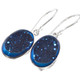 Oval Cobalt Blue Titanium Druzy 925 Silver Earrings, 13/16"
