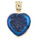 Vermeil 925 Silver Dainty Heart Cobalt Blue Titanium Druzy Agate Pendant, 1 1/4"