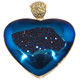 Vermeil GP 925 Silver Heart Cobalt Blue Titanium Druzy Sterling Pendant, 1 3/4"