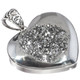925 Silver Mist Titanium Druzy Agate Heart Sterling Pendant, 1 7/8"