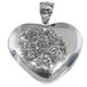 925 Silver Mist Titanium Druzy Agate Heart Sterling Pendant, 1 7/8"