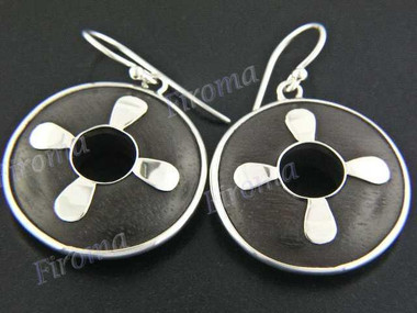 1" 925 Silver Sono Wood French Hook Earrings