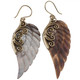 Exquisite Angel Wing Oyster Mother Of Pearl Shell Hand Carving Earrings, 1 5/8"
