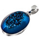 925 Silver Oval Cobalt Blue Titanium Druzy Agate Sterling Pendant, 1 1/2"