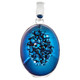 925 Silver Oval Cobalt Blue Titanium Druzy Agate Sterling Pendant, 1 1/2"