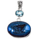 925 Silver Cobalt Blue Titanium Druzy Agate Topaz Sterling Pendant, 2"