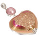 925 Silver Heart Peach Gold Pink Titanium Druzy Mabe Pearl Pendant, 2 3/8"