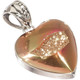 925 Silver Heart Gold-tone Pink Azalea Titanium Druzy Sterling Pendant, 1 1/4"