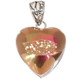925 Silver Heart Gold-tone Pink Azalea Titanium Druzy Sterling Pendant, 1 1/4"