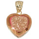 Vermeil 925 Silver Heart Gold-tone Pink Azalea Titanium Druzy Pendant, 1 1/4"