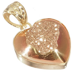Vermeil 925 Silver Heart Gold-tone Pink Azalea Titanium Druzy Pendant, 1 1/4"
