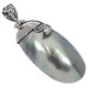 925 Silver Blue Nautilus Shell Freshwater Pearl Sterling Pendant, 2"