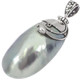 925 Silver Blue Nautilus Shell Freshwater Pearl Sterling Pendant, 2"