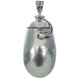 925 Silver Blue Nautilus Shell Freshwater Pearl Sterling Pendant, 2"