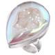 Si-opal White Titanium Druzy 925 Sterling Silver Ring, US 7