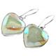 925 Silver Green Heart Opal Titanium Druzy Agate Sterling Earrings, 7/8"