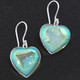 925 Silver Green Heart Opal Titanium Druzy Agate Sterling Earrings, 7/8"
