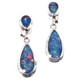 Pear Genuine Australian Opal 925 Sterling Silver Dangle Drop Earrings, 3/4"