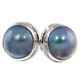925 Silver 13mm Blue Mabe Ocean Cultured Pearl Stud Post Earrings, 5/8"
