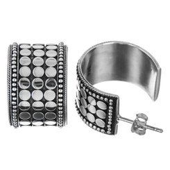 925 Silver Bali Art Handcrafted Huggies Sterling Stud Ear Cuff Earrings, 11/16"