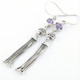 925 Sterling Silver Long Amethyst Sterling Dangle Drop Earrings, 1 7/8"