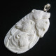 925 Silver White Grizzly Bear Bison Bone Hand Carving Pendant, 2 3/4"