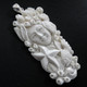 925 Silver Handcarved Goddess Coral Reef Bison Bone Sterling Pendant, 3 3/8"
