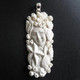 925 Silver Handcarved Goddess Coral Reef Bison Bone Sterling Pendant, 3 3/8"