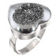 925 Silver Heart Mist Titanium Agate Druzy Sterling Us 9 Adj Ring, 7/8"
