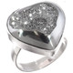 925 Silver Heart Mist Titanium Agate Druzy Sterling Us 8 Adj Ring, 7/8"